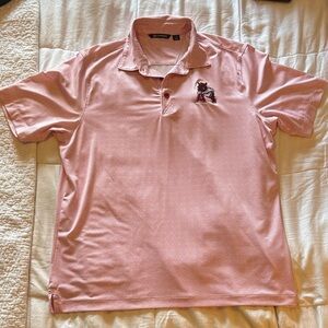 Cutter & Buck Arkansas Razorbacks Polo L Red Micro Check DryTec Golf Shirt